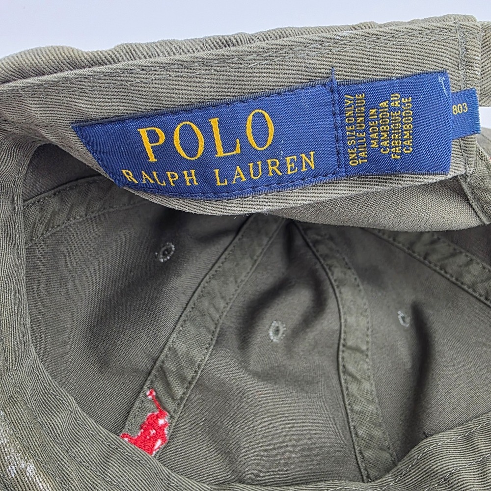 Polo Ralph Lauren Hat Cap Green Strap Back Adjustable Red Pony Baseball Men - Picture 10 of 10